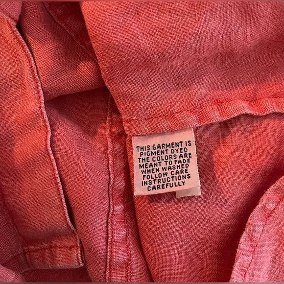 Indigo Palms Chinos Women's Orange Long Sleeve Linen Button Down Top; Size M - Picture 4 of 7